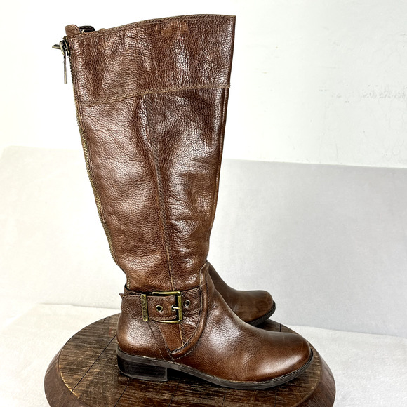 Gianni Bini Boots Womens 6M Brown Leather Buckle Detail Riding Equestrian Moto - Picture 4 of 13